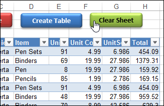 Clear Sheet button on worksheet