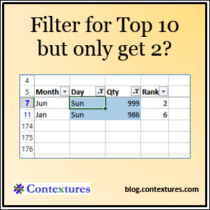 Top Ten Values in Filtered Rows