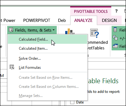 pivot table calculated field command