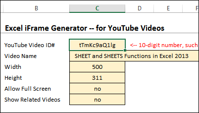 Create IFRAME Code in Excel