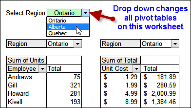 Change Pivot Table Filters With Drop Down Cell