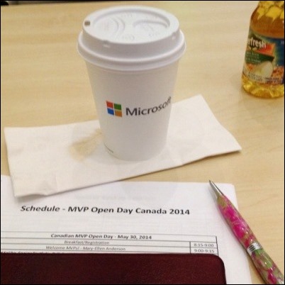 Coffee cup and pink pen for MVP Canada Day