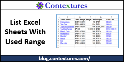 List Excel Sheets With Used Range