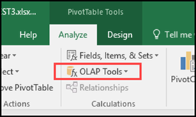 olap tools on Analyze tab