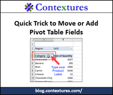 Quick Trick to Move or Add Pivot Table Fields http://blog.contextures.com/
