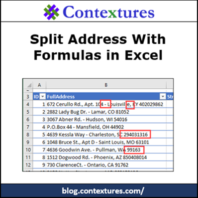 Split Address With Excel Formulas