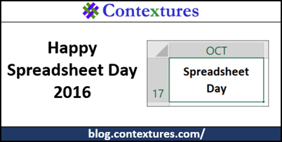 Happy Spreadsheet Day 2016 http://blog.contextures.com/