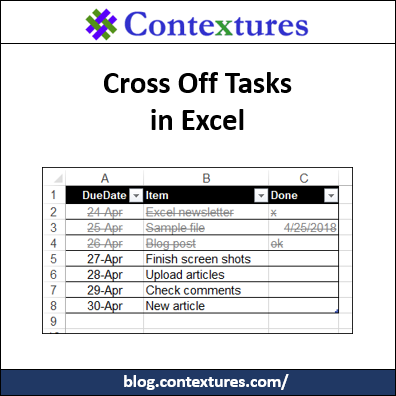 Cross Off Tasks in Excel