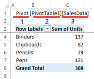 show Excel table name on sheet