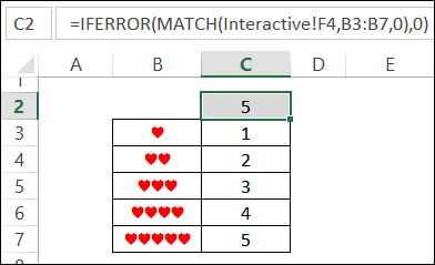 MATCH function with hearts http://blog.contextures.com/
