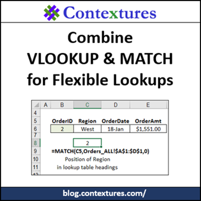 Combine VLOOKUP and MATCH for Flexible Lookups http://blog.contextures.com/