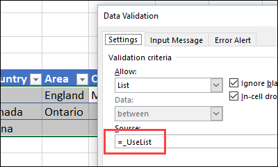 create data validation drop down lists 