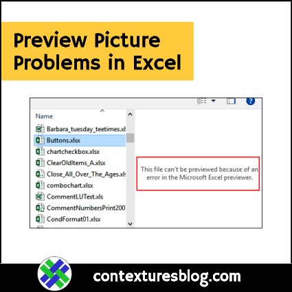 Preview Picture Problems in Excel