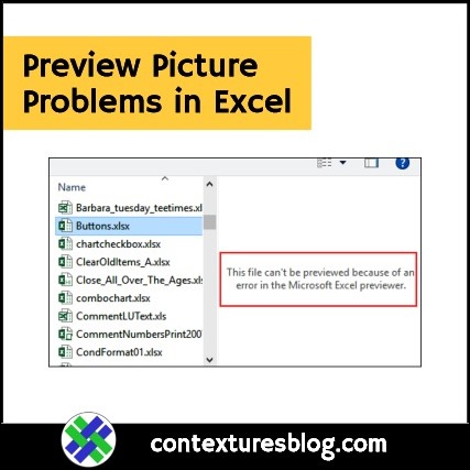 Preview Picture Problems in Excel
