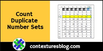 Count Duplicate Number Sets in Excel