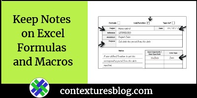 Keep Notes on Excel Formulas and Macros