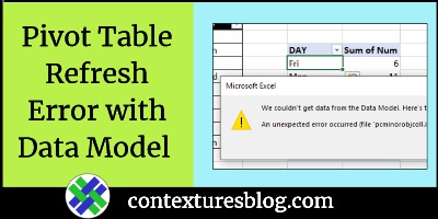 Excel Pivot Table Refresh Error with Data Model