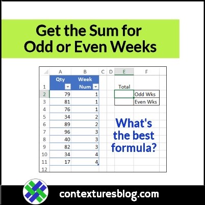 Excel Formula to Sum for Odd or Even Weeks