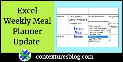 Excel Weekly Meal Planner Update