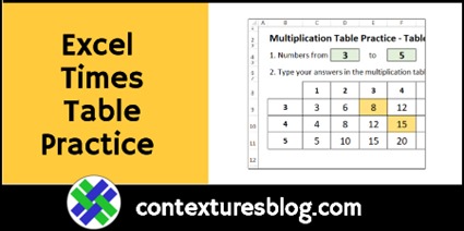 Excel Multiplication Table Practice Workbook