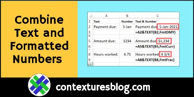 Combine Text and Formatted Numbers in Excel