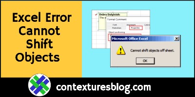 Excel Error Cannot Shift Objects Can't Push Objects - Contextures Blog