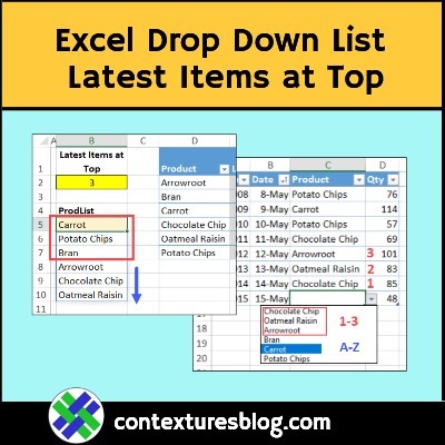 Excel Drop Down List with Latest Items at Top