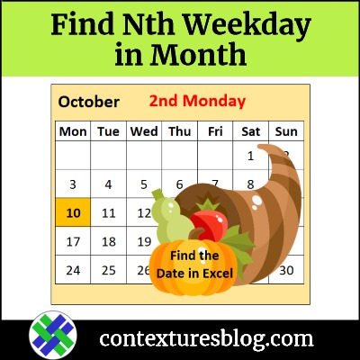 Find Date of Nth Weekday in Month with Excel Formula