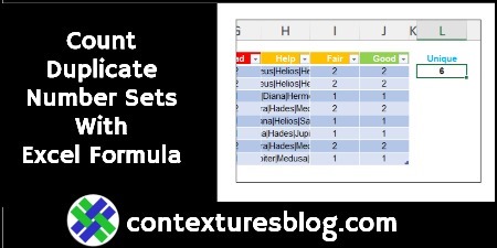 Count Duplicate Number Sets With Excel Formula