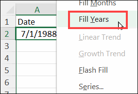 Fill Years command