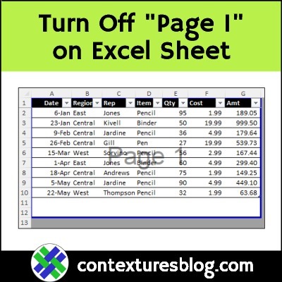 Turn Off Grey Watermark Page 1 on Excel Worksheet