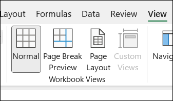 Workbook Views on Excel Ribbon Views tab