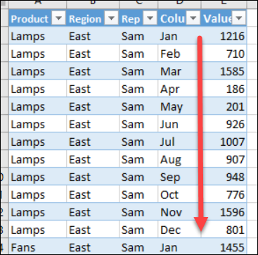 Excel data with amounts in single column
