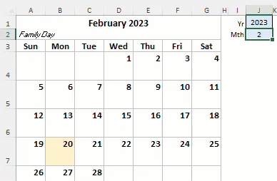 Create Excel Monthly Calendar From 6 Formula Cells
