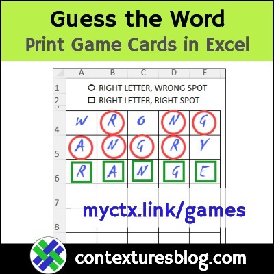 Excel Template Guess the Word Game Cards