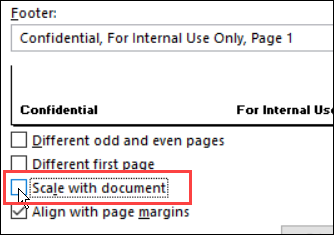 excel page setup option for footer scaling