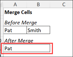 merge cells deletes some text