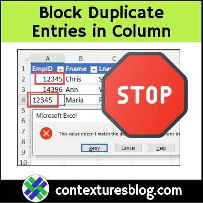 How to Prevent Duplicate Entries in Excel Column