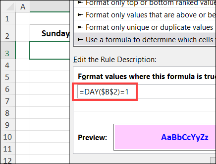 hyperlink conditional formatting rule