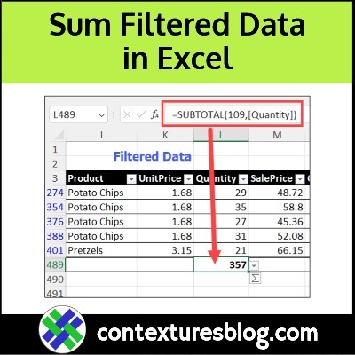 Sum Filtered Excel Data