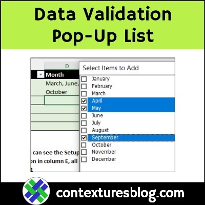 Data Validation Selection Popup Tool - Contextures