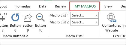 Custom Tab for Excel Macros MY MACROS