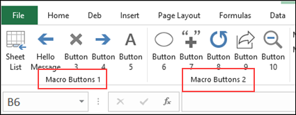10 buttons set up on the custom tab