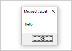 Hello Message button runs a demo macro